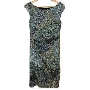 Connected Apparel Paisley Faux Wrap Cap sleeve Dress 8